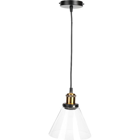 Lampada a sospensione industriale – paralume in vetro – stile vintage – attacco E27 – tipo A – camera da letto / soggiorno / sala da pranzo