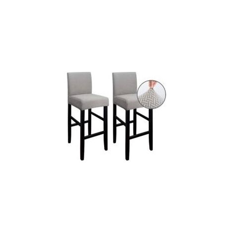 Set of 2 stretch bar stool covers – Polyester and fleece – Machine washable – Dimensions 35-48 cm – Taupe color (1/5)