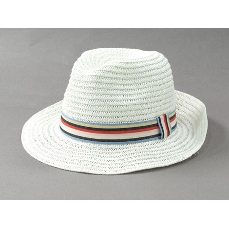 CAPPELLO PAGLIETTA BIANCA FASCIA TRICOLORE da contadino lavoro in giardino