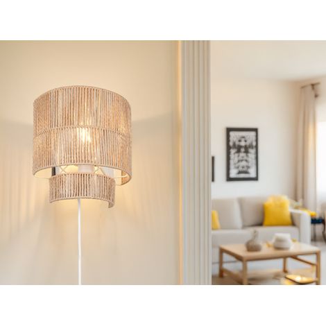 LED Wandleuchte aus Papiergarn mit Stecker und Schalter, Höhe 24cm (1/5)