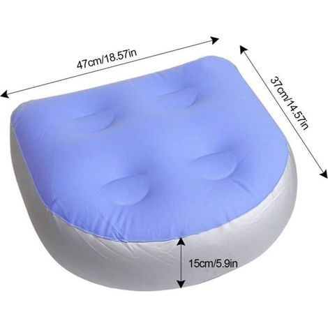 Coussin de spa gonflable avec 4 ventouses, universel pour tous spas et jacuzzis – Siège surélevé pour adultes et enfants (bleu)