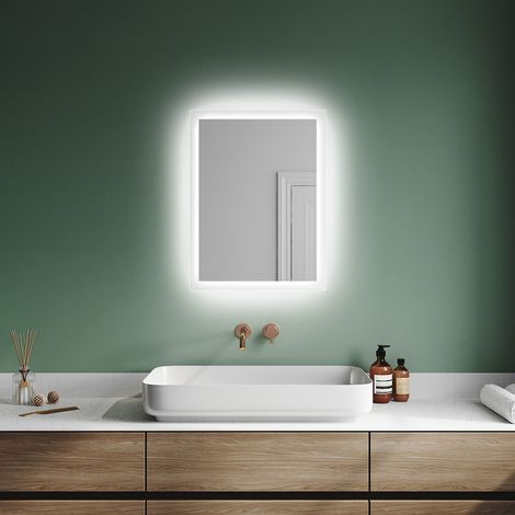SONNI Badspiegel LED Beleuchtung Badezimmerspiegel mit LED Beleuchtung Wandspiegel Lichtspiegel 60x50cm
