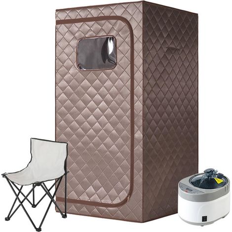 Kit de sauna portatif Ensemble de sauna à vapeur for tout le corps, grand pot à vapeur de 4 L, spa for une personne, avec télécommande de temps et de température, thérapie détox Tente de sauna personn (1/5)