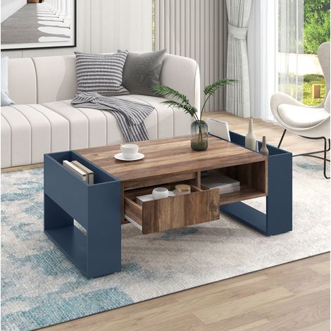 table salon rangement double face bois noir 111 cm OKMYHOME (1/5)