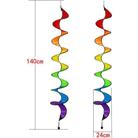 4 pièces Vent Spinner 109 cm Arc-en-ciel Polyester PVC Jardin Extérieur (1/3)