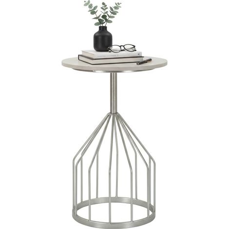 Dmora - Mesa de café Lepenci, Mesa de centro baja, Revistero para sofá, Estante de la sala de estar, 38x38 h58 cm, Plata