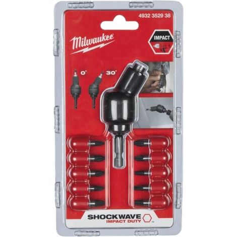 Giunto Cardanico Di Trasmissione Milwaukee Angolo Per Avvitatore Ad Impulsi + 10 Milwaukee Screwbits (1/2)