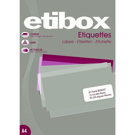 Étiquettes adhésives - ETIBOX - 99,1 x 38,1 mm - Coins arrondis - Papier blanc - Adhésif permanent (1/5)