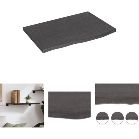 The Living Store Wandregal Dunkelbraun 60x40x2 cm Massivholz Eiche Behandelt - Wandregale (1/5)