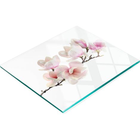 Planche à découper décorative en verre avec motif magnolia 60x52 cm (1/5)