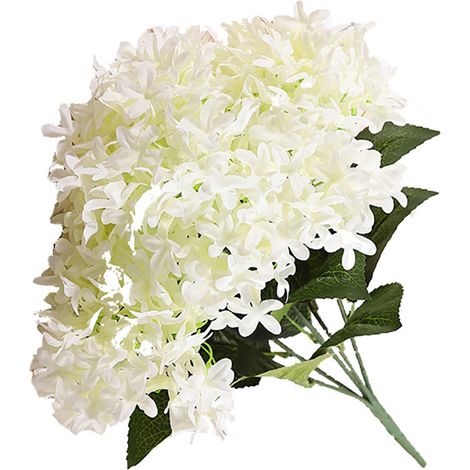 Bouquet D'Hortensias Artificiels - Fleurs En Plastique Et Feutre Rose Et Blanc - Décoration Pour Vase Maison Et Fête - 1 Pièce (1/2)