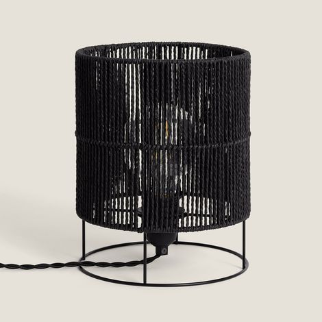 Tischlampe Geflochtenes Papier Khalo Schwarz