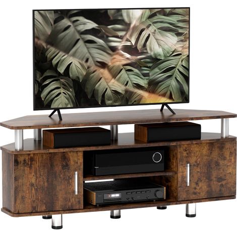 TV Unit Cabinet for TVs up to 55 Inches with Storage Shelves and Cupboard, Entertainment Centre for Living Room, Rustic Brown