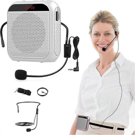 Système d'enceintes portables rechargeables avec casque-micro filaire, amplificateur vocal personnel pour la parole et la projection sonore puissante (1/5)