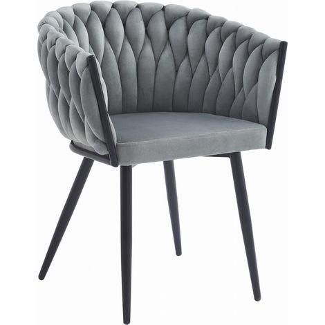 Sedia di design Orion in velluto grigio chiaro (1/5)