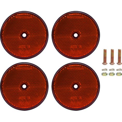 4 pièces réflecteurs de sécurité rouge rond 72mm de diamètre avec vis pour boîtes aux lettres allée Tunnels poste voitures remorque jaune. (1/4)
