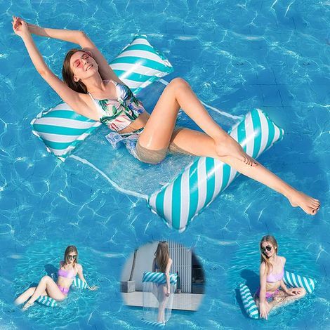 Floating Hammock, 4-in-1 Inflatable Hammock Swimming Pool Inflatable Water Hammock, Foldable Floating Hammock Float Ultralight, Lounger Float for Adult Beach Party Holiday (1/5)