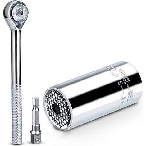 Clés à Douille Universelle 3Pcs 7-19MM, Douille Universelle, Haute Gualité CR-V, Multifonctionnel Outil à Main Clé Adaptateur Drill Outil de Réparation s'adapte à Toutes Les Formes (1/5)