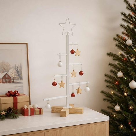 vidaXL Albero di Natale in metallo KUOPIO 60 cm Acciaio Bianco (1/5)