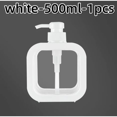 (blanc - 500 ml - 1 pièce) Distributeur de savon de salle de bain rechargeable pour lotion, shampoing et gel douche, flacon pompe de voyage vide (1/5)