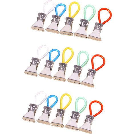 Lot de 15 crochets porte-serviettes - pinces porte-serviettes - attaches porte-serviettes - crochets porte-serviettes - pinces à torchons - porte-serviettes - couleurs variées - métal (1/5)