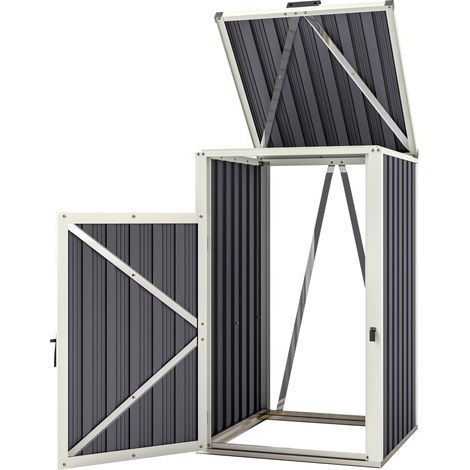 Cache poubelle extérieur 240L acier galvanisé couvercle relevable 180° gris foncé 73x81x122 cm