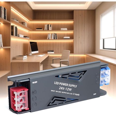 LED Transformateur 220V 24V 12W 0,5A, Alimentation LED Driver 24V 12W Ultra Fin LEDs Transfo Alimentation à Découpage Convertisseur De Tension AC à DC Transfo Pour Ruban LEDs Intérieur (1/5)
