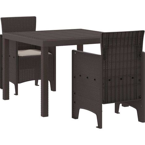 Ensemble de salle à manger pour jardin 3 pcs,Salon de jardin Marron Rattan Polt CFW14483 (1/5)