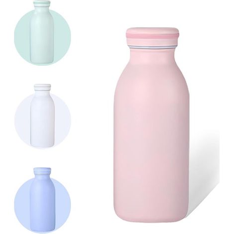 Bottiglia termica da 450 ml, bottiglia termica in acciaio inox, riutilizzabile, bottiglia in acciaio inox senza BPA, mantiene le bevande calde e fredde, ideale per i viaggi. (1/5)