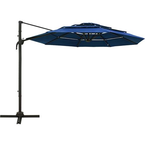 Ombrellone Parasole da Giardino 4 Livelli Palo in Alluminio Azzurro 3x3m (1/5)