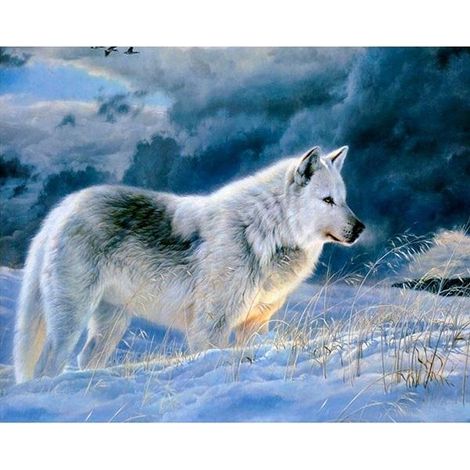 Mosaico de diamantes 5D - Lobo 40x30cm