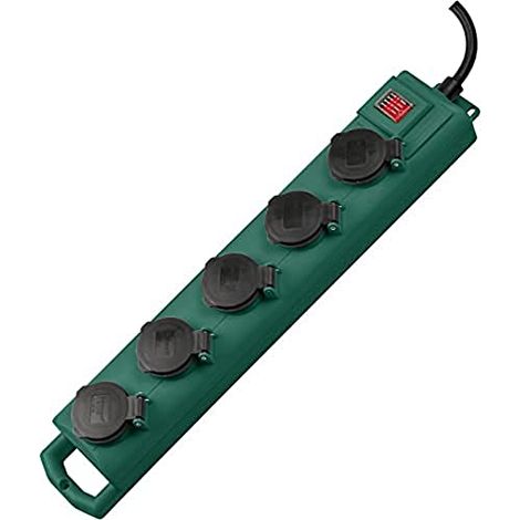 Brennenstuhl SuperSolid SL-554 Ciabatta Elettrica da Giardino con 5 Prese Cavo da 5mt con Interruttore IP54 48cm Verde (1/4)