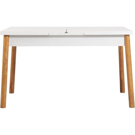 CALICOSY - Table extensible de 120 à 153 cm décor blanc et pin atlantique - SANTIAGO (1/5)