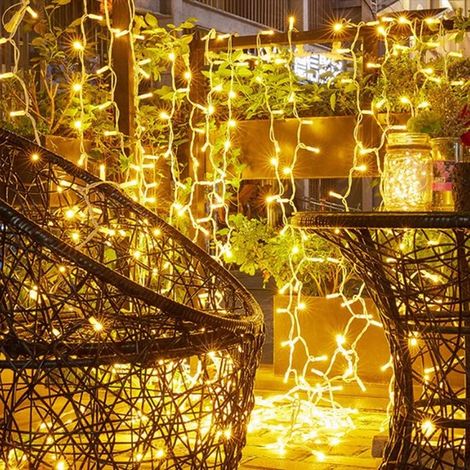 Guirlande lumineuse 600 LED 100m pour extérieur intérieur, rideau lumineux décoratif givré, déco fenêtre Noël, blanc chaud (1/4)