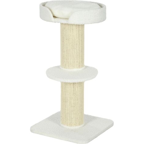 Albero per gatti da 91 cm con cuccia, piattaforma in lana d'agnello color crema. Disponibile in loco. (1/5)