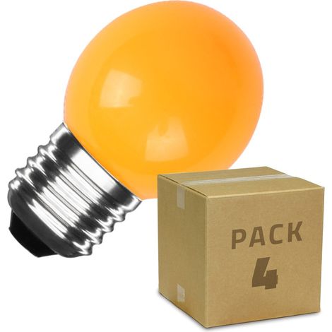 Pack 4 Lampadine LED E27 G45 3W 300lm Arancione Arancione
