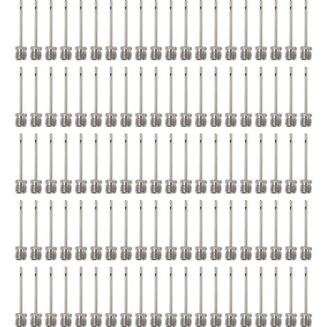 Lot de 100 aiguilles de gonflage en acier inoxydable pour ballons de football, rugby et volley-ball. (1/5)