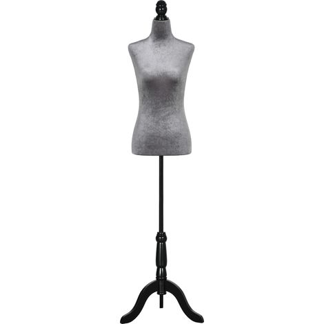 Maniquí de costura réglable 130-168 cm trípode madera para fotografía moda exposición prendas gris