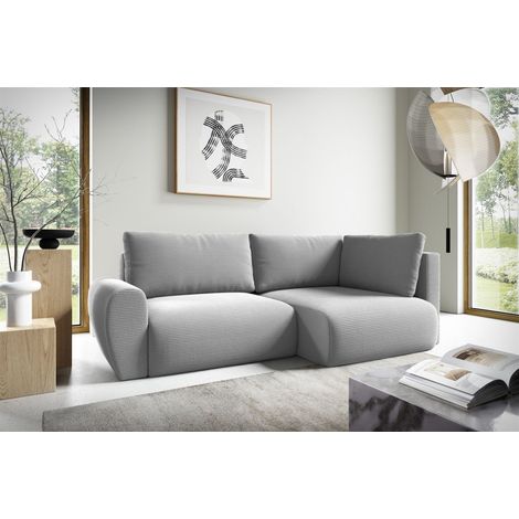 Ecksofa Schlafsofa GALAN MINI Stoff Poso Hellgrau Ottomane Rechts (1/5)