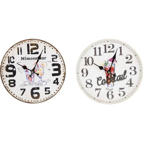 TrAdE Shop Traesio - Orologio In Legno Da Parete Analogico Vintage Drink Cocktail Cucina Casa 218700 - (1/3)
