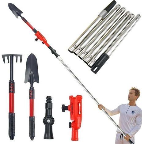 Brosse Télescopique de Nettoyage de Gouttières et Toiture à Angle Réglable 360° pour Enlever Facilement les Feuilles (1/4)