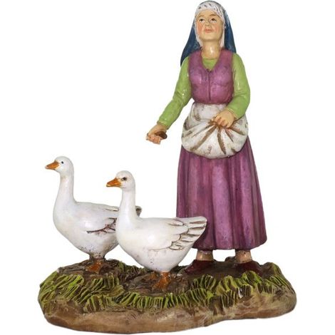 PASTORELLA CON OCHE PER PRESEPE DA 10 CM (1/4)
