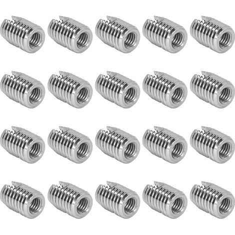 20 Pcs Thread Inserts M6x1.0 M10x1.5 L14mm 302 Stainless Steel Slotted Self Tapping Threaded Inserts