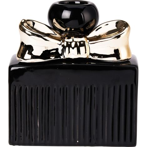 Portacandela profumo in ceramica nero per decorazione ambienti h 11 cm (1/3)