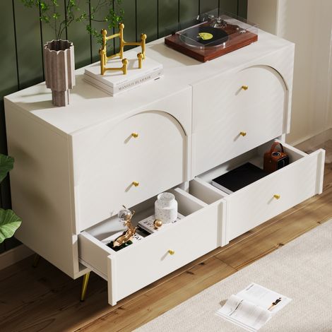 Cómoda de 6 cajones, cómoda blanca para dormitorio, salón, 85x120x40 cm (1/5)