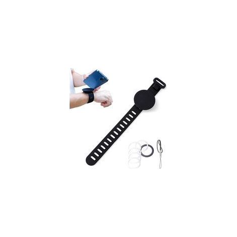 Noir Support Telephone Magnetique, Support TéLéphone Magnétique avec des Bretelles Réglables, Convient pour Salle De Sport, Poussette, Poignet, Chariot De Courses, VéLo d'exercice