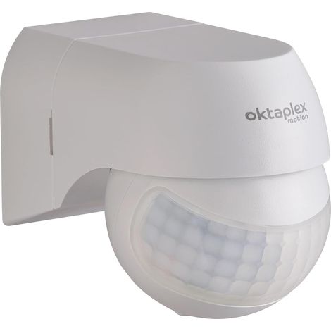 Oktaplex Ana Détecteur de Mouvement Extérieur IP44 Orientable & Rotatif Capteur Infrarouge 12 m Portée 230 V White Mat Avec Capteur Crepusculaire (1/5)