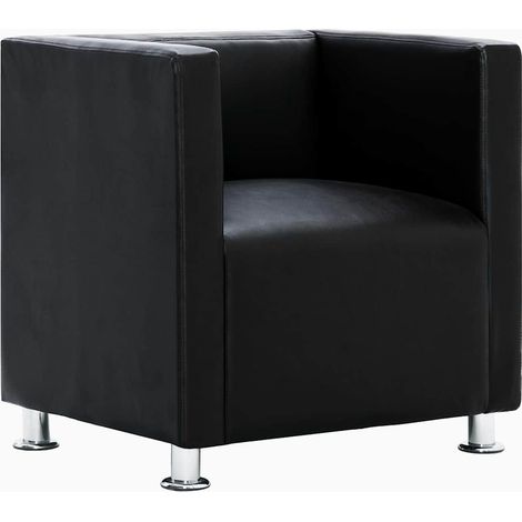 vidaXL Cube Armchair Black Faux Leather
