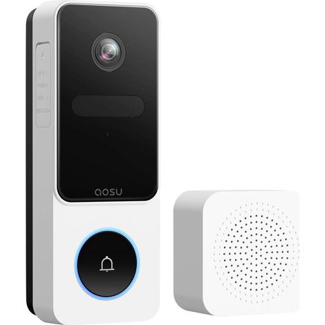 AOSU Videocitofono wifi 2K Video Campanello senza fili da Esterno, 170°Angolo Visuale, Rilevamento Umano PIR, Rilevamento Delle Parcelle, Notturn Visione, Audio Bidirezionale, Funziona con Alexa (1/5)