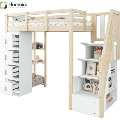 natur Bettgestell aus Polyester 254.5 x 97 x 167.5 cm Holz mit Stauraum HOMAIRE (1/5)